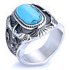 304 Stainless Steel and Synthetic Turquoise Finger Rings for Men FS-WGEFF67-03-4