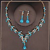 Teardrop Alloy Rhinestone Pendant Necklaces & Stud Dangle Earrings Sets FS-WGE9DA1-04-1