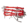Red Glass Multi-Strand Beaded Bracelets BJEW-JB10709-1