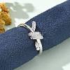 Brass Micro Pave Clear Cubic Zirconia Open Cuff Rings RJEW-G336-01P-1