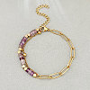 Bohemian Natural Amethyst Heishi Beads Bracelets with 304 Stainless Steel Paperclip Chains WGD41F4-02-1