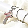 201 Stainless Steel Wheat Cross Pendant Box Chain Necklaces for Women Men NJEW-B124-01P-2