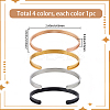 4Pcs 4 Colrs C-Shaped 201 Stainless Steel Grooved Cuff Bangles BJEW-SC0001-66-2