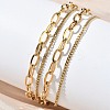 304 Stainless Steel Curb Chain & PaPerclip Chain 2-Strand OT Necklaces for Women NJEW-G193-02G-3