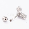Brass Micro Pave Clear Cubic Zirconia Barbell Cartilage Earrings LS-AJEW-P017-15P-2