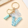 Resin & Acrylic & Faux Suede Tassel Keychain KEYC-YW00117-22-1