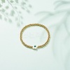 Brass Round & Shell Flower Beaded Stretch Bracelet for Women BJEW-JB08604-2