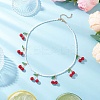 Natural Dyed Mashan Jade Red Cherry Pendant Glass Seed Beaded Necklaces for Women NJEW-TA00211-01-1
