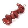 Gradient Color Natural Rhodonite & Natural Red Jasper & Natural Strawberry Quartz Chip Beaded Pendants PALLOY-JF02795-06-4