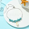 Natural Shell Charms Slider Bracelet BJEW-TA00365-02-4