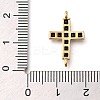 Brass Pave Black Cubic Zirconia Connector Charms KK-M101-02H-G-3