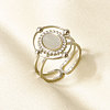 304 Stainless Steel with Natural Shell Cuff Open Rings for Women SL7571-1-1