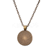 Flat Round with India Yoga Glass Alloy Pendant Necklaces X-NJEW-N0051-050D-01-2