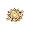 Religion Brass Micro Pave Clear Cubic Zirconia Flower Connector Charms KK-I360-008G-02-2