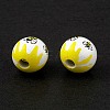 Printed Natural Wood European Beads WOOD-C015-09B-5
