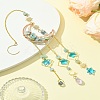 Natural  Amazonite  Chips Moon Pendant Decorations HJEW-FS00027-02-8
