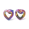 Ion Plating(IP) 304 Stainless Steel Hollow Out Heart Stud Earring Finding EJEW-I285-08MC-1