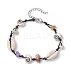 4Pcs Natural & Synthetic Gemstone Chip Beads & Cowrie Shell Beads Braided Bead Bracelets BJEW-JB11834-3