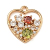 Brass Micro Pave Clear Cubic Zirconia Pendants ZIRC-U003-01G-02-1