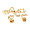 Brass Micro Pave Green Cubic Zirconia Fold Over Clasps KK-U059-37G-2