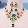 Alloy Rhinestone Pendant Necklaces & Stud Dangle Earrings Sets for Women WG381FF-02-1