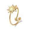 Ion Plating(IP) 304 Stainless Steel Sun Open Cuff Rings for Women RJEW-M167-09D-G-1