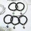 Natural Lava Rock & Gemstone Stretch Bracelet with Alloy Fairy Charms BJEW-JB08730-5