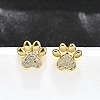 Clear Cubic Zirconia Dog Claw Print Stud Earrings EJEW-C035-02G-4