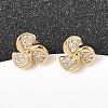 Brass Clear Cubic Zirconia Vortex Spiral Stud Earrings EJEW-A154-02G-1