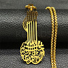 201 Stainless Steel Viking Knot Guitar Pendant Box Chain Necklaces for Women Men NJEW-S007-03G-1