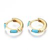 Brass Enamel Huggie Hoop Earrings EJEW-T014-10G-02-NF-4