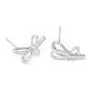 Left and Right Brass Pave Clear Cubic Zirconia Stud Earring Findings LS-KK-F875-02P-2