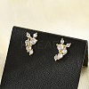 Brass Micro Pave Clear Cubic Zirconia Stud Earrings EJEW-R016-26G-16-2
