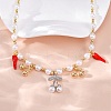Brass Micro Pave Clear Cubic Zirconia Beaded Necklaces NJEW-Z059-06GP-1