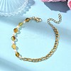 Natural Amber & Cultured Freshwater Pearl Beads Link Bracelets BJEW-JB13694-01-1