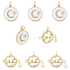 8Pcs 2 Style Brass Micro Pave Cubic Zirconia Pendants ZIRC-AR0001-14-1