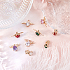 9Pcs 3 Styles 3 Colors Brass Glass Rhinestone Pendants GLAA-SC0001-38LG-4