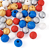 50Pcs 5 Styles Painted Natural Wood Beehive European Beads WOOD-FW0001-01-3