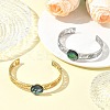 2Pcs 2 Colors Natural Abalone Shell Paua Shell 304 Stainless Steel Hollow Open Cuff Bangle Sets with Enamel BJEW-JB14486-02-1