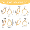 8Pcs 4 Style Brass Cubic Zirconia Leverback Earring Findings Sets KK-NB0003-31-2
