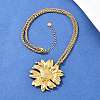 304 Stainless Steel Sunflower Pendant Wheat Chain Necklaces NJEW-P344-02G-3