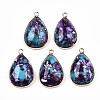 Teardrop Assembled Synthetic Turquoise and Natural Regalite/Imperial Jasper Pendants G-N330-20A-1