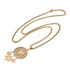201 Stainless Steel Woven Web/Net with Leaf Pendant Necklaces LS-NJEW-K283-07G-2