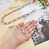 2Pcs 2 Styles Acrylic Colorful Rhinestone & Round Plastic Pearl Link Chain Double Layer Alloy Cross Charm Jean Chains AJEW-HS0001-26P-3