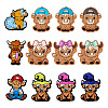 12Pcs 12 Styles Cattle Food Grade Silicone Focal Beads SIL-TA0002-42-1