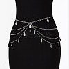 Gothic Style Alloy & Clear Glass Teardrop Tassel Multilayer Waist Belly Chains for Women FS-WGFFABC-01-2