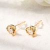 Brass Micro Pave Clear Cubic Zirconia Heart Stud Earrings EJEW-C158-07G-2