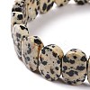 Natural Dalmatian Jasper Oval Beaded Stretch Bracelet G-E010-01K-3
