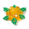 Woven Natural Dyed Malaysia Jade & Glass Seed Beads Snowflake Multi-Strand Links PALLOY-MZ00319-02-3