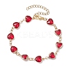 Heart K9 Glass & 304 Stainless Steel Link Bracelets for Women BJEW-JB10612-1